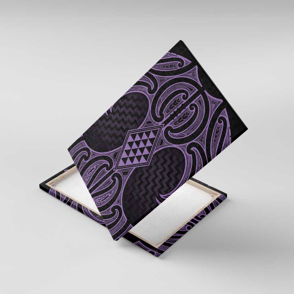 Waiporoporo Maori Ta Moko Poutama Art Canvas Wall Art LT9 With Frame Purple - Polynesian Pride