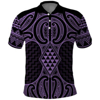 Waiporoporo Maori Ta Moko Poutama Art Polo Shirt LT9 Purple - Polynesian Pride