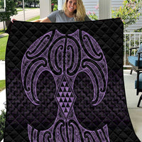 Waiporoporo Maori Ta Moko Poutama Art Quilt LT9 Purple - Polynesian Pride