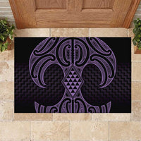 Waiporoporo Maori Ta Moko Poutama Art Rubber Doormat LT9 Purple - Polynesian Pride