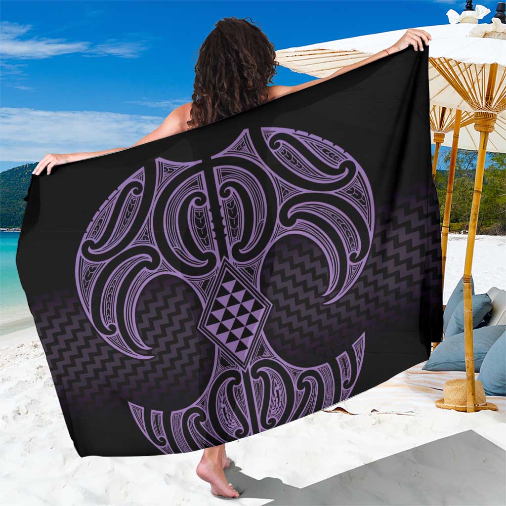 Waiporoporo Maori Ta Moko Poutama Art Sarong LT9 One Size 44 x 66 inches Purple - Polynesian Pride
