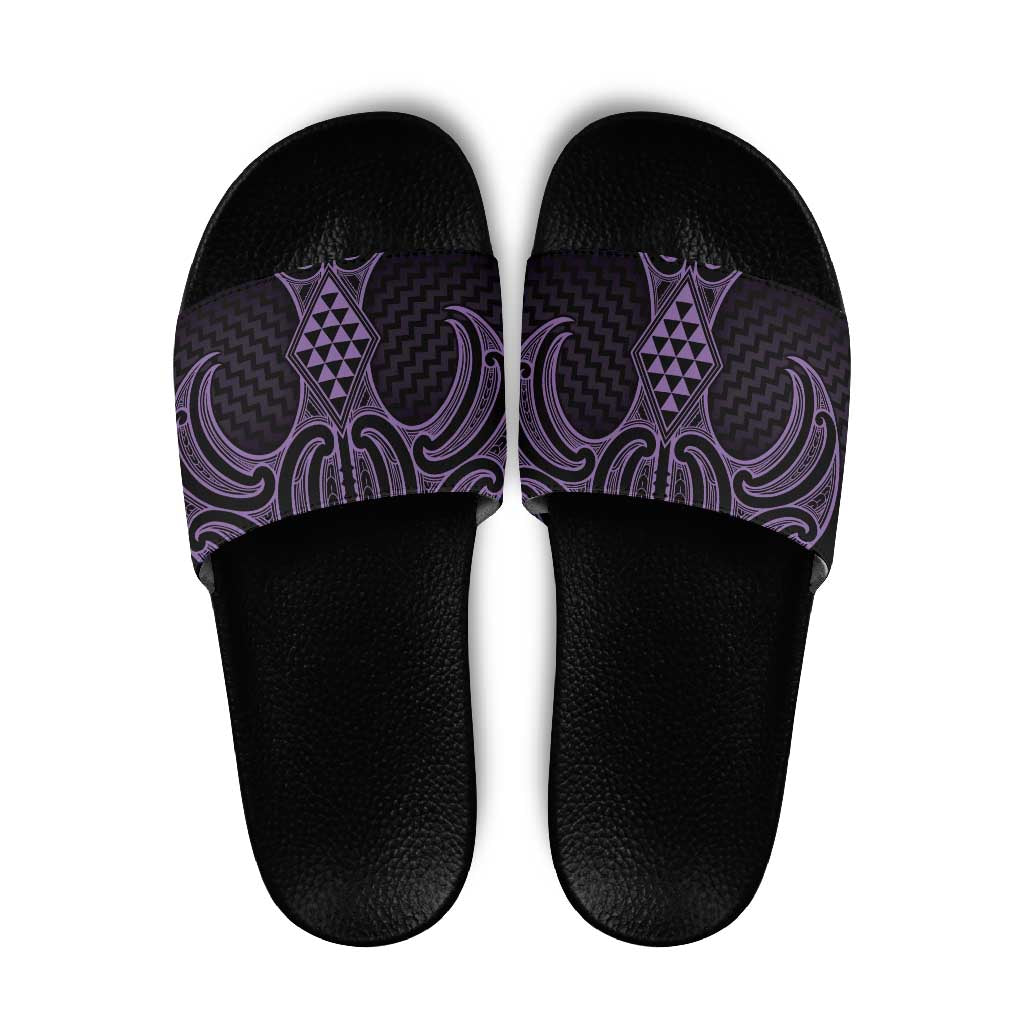 Waiporoporo Maori Ta Moko Poutama Art Slide Sandals LT9 Purple - Polynesian Pride