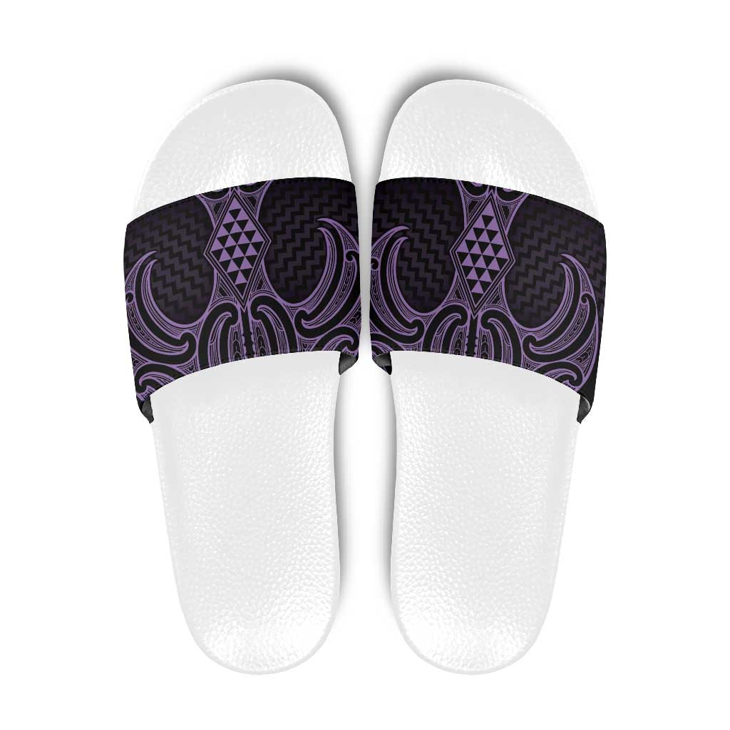 Waiporoporo Maori Ta Moko Poutama Art Slide Sandals LT9 Purple - Polynesian Pride