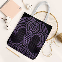 Waiporoporo Maori Ta Moko Poutama Art Tote Bag LT9 White Strap One Size Purple - Polynesian Pride