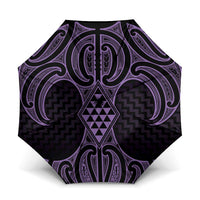 Waiporoporo Maori Ta Moko Poutama Art Umbrella LT9 One Size Folded 11.42 inch Opened Diameter 37.4 inch Purple - Polynesian Pride
