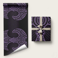 Waiporoporo Maori Ta Moko Poutama Art Wrapping Paper LT9 58" × 23" Purple - Polynesian Pride