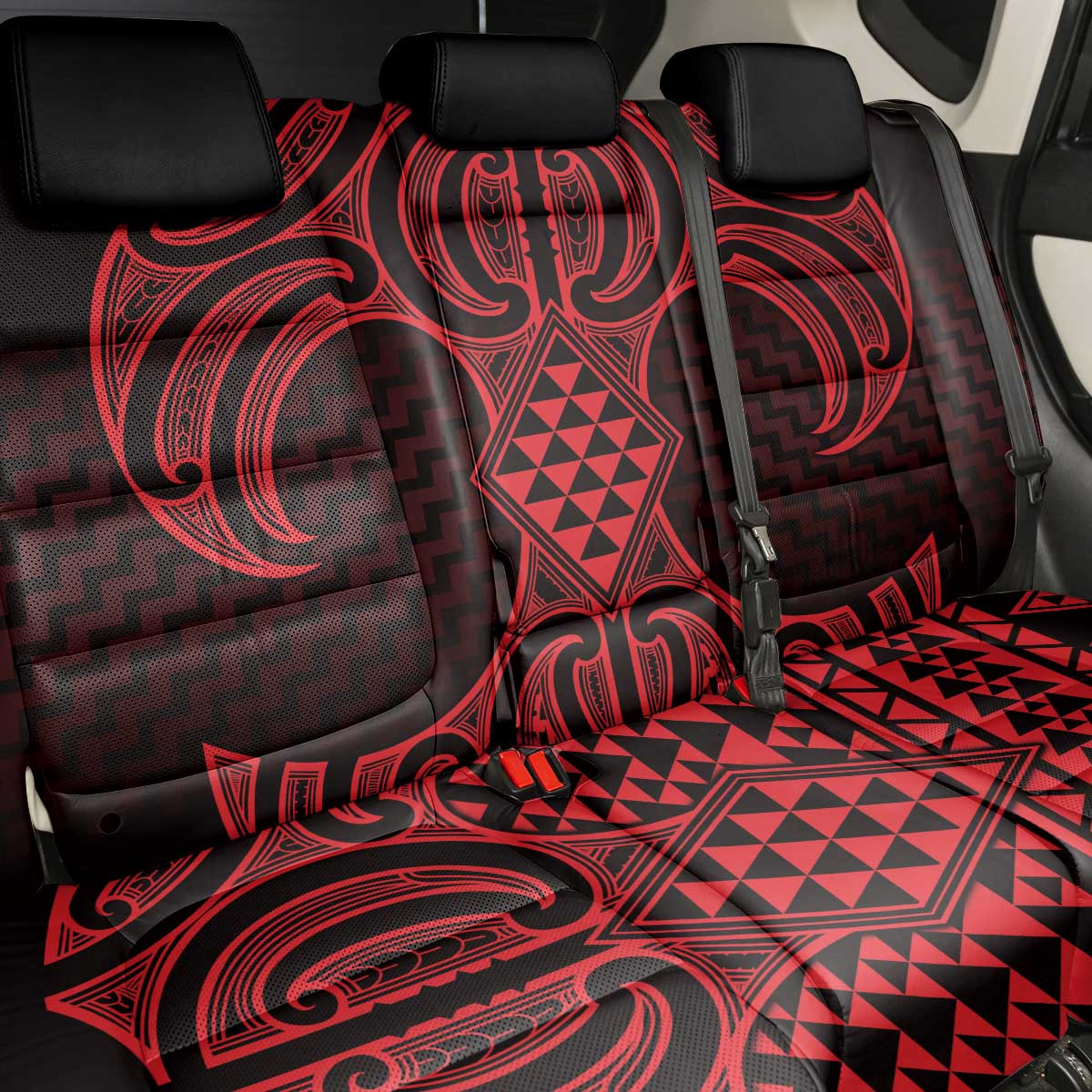 Whero Maori Ta Moko Poutama Art Back Car Seat Cover LT9 - Polynesian Pride