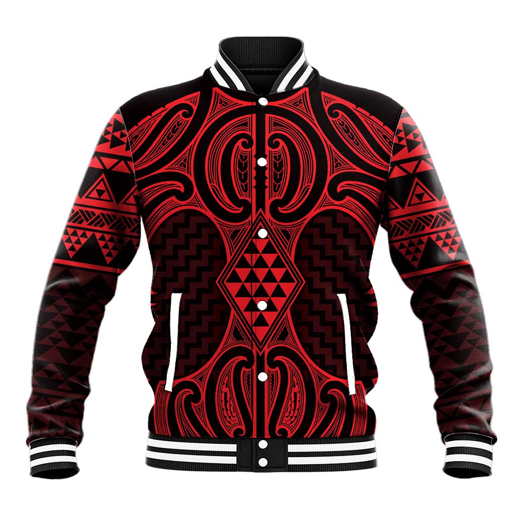 Whero Maori Ta Moko Poutama Art Baseball Jacket LT9 Unisex Red - Polynesian Pride