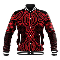 Whero Maori Ta Moko Poutama Art Baseball Jacket LT9 Unisex Red - Polynesian Pride