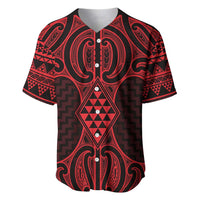 Whero Maori Ta Moko Poutama Art Baseball Jersey LT9 Red - Polynesian Pride
