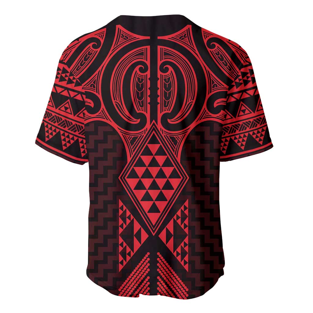 Whero Maori Ta Moko Poutama Art Baseball Jersey LT9 - Polynesian Pride