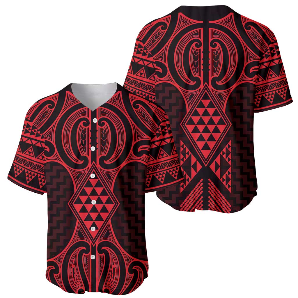 Whero Maori Ta Moko Poutama Art Baseball Jersey LT9 - Polynesian Pride