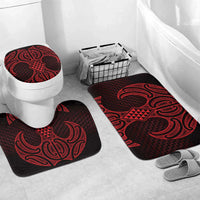 Whero Maori Ta Moko Poutama Art Bathroom Set LT9 Mat Set Only (3 pcs) One Size Red - Polynesian Pride