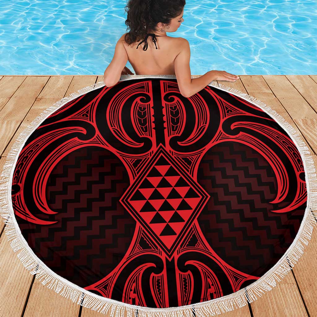 Whero Maori Ta Moko Poutama Art Beach Blanket LT9 - Polynesian Pride