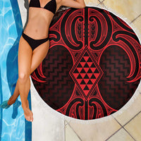 Whero Maori Ta Moko Poutama Art Beach Blanket LT9 - Polynesian Pride
