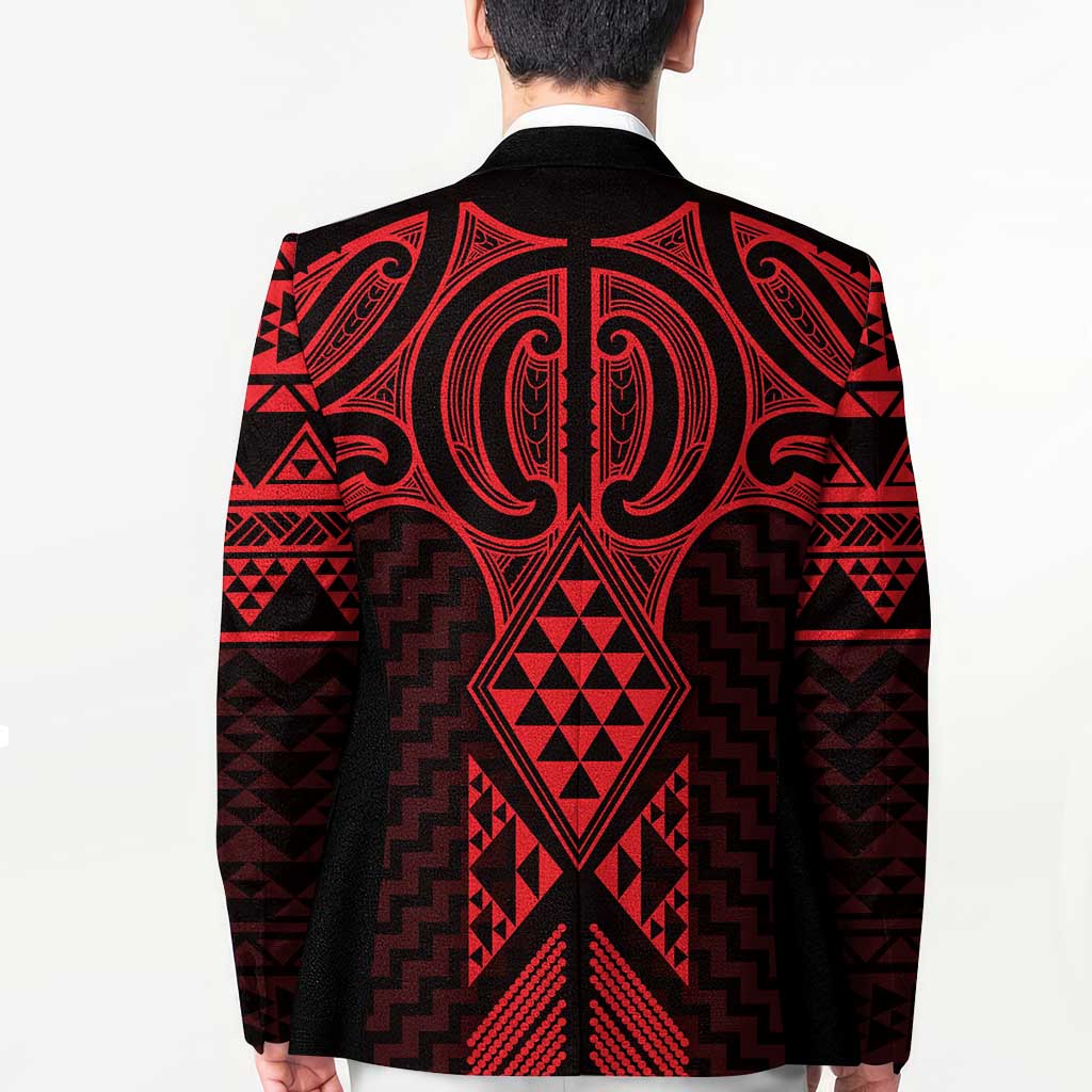 Whero Maori Ta Moko Poutama Art Blazer LT9 - Polynesian Pride