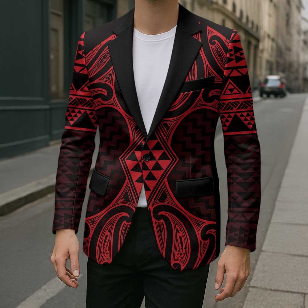Whero Maori Ta Moko Poutama Art Blazer LT9 - Polynesian Pride
