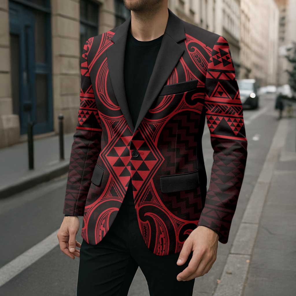 Whero Maori Ta Moko Poutama Art Blazer LT9 - Polynesian Pride