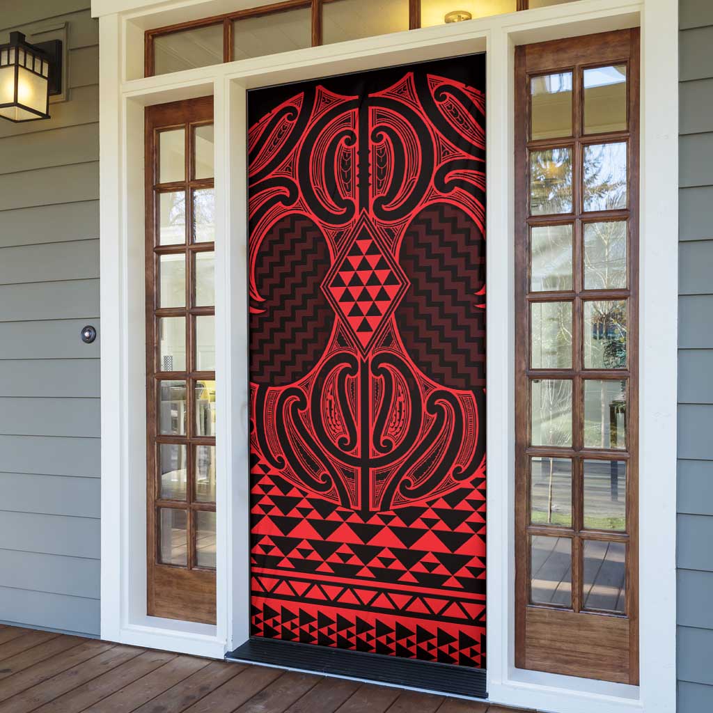 Whero Maori Ta Moko Poutama Art Door Cover LT9 - Polynesian Pride