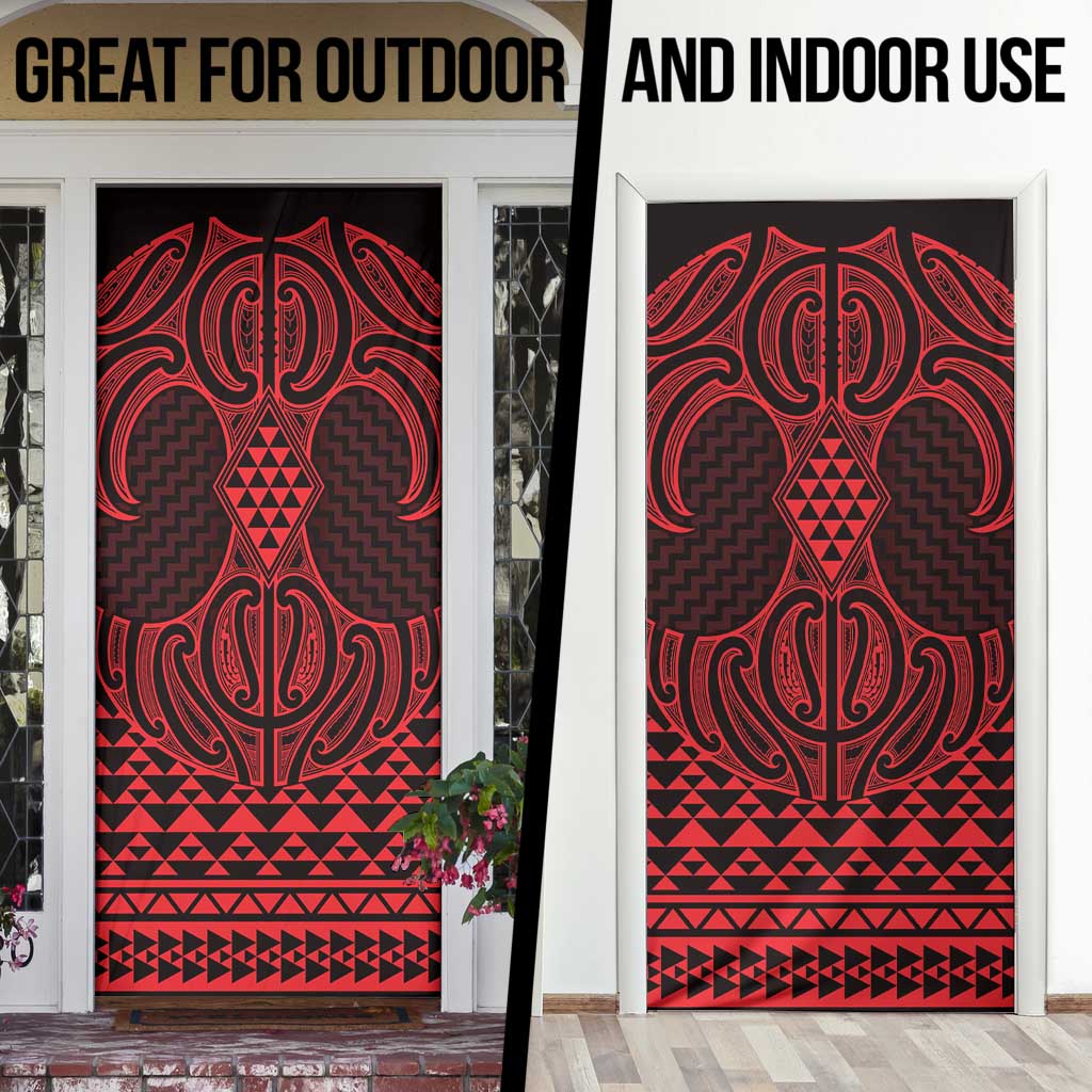 Whero Maori Ta Moko Poutama Art Door Cover LT9 - Polynesian Pride