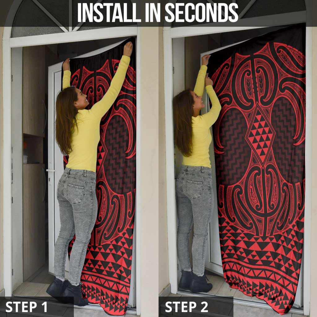 Whero Maori Ta Moko Poutama Art Door Cover LT9 - Polynesian Pride