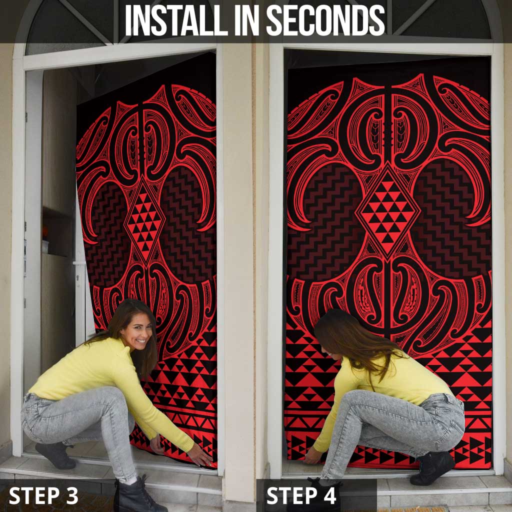 Whero Maori Ta Moko Poutama Art Door Cover LT9 - Polynesian Pride