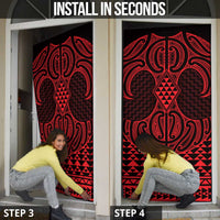 Whero Maori Ta Moko Poutama Art Door Cover LT9 - Polynesian Pride