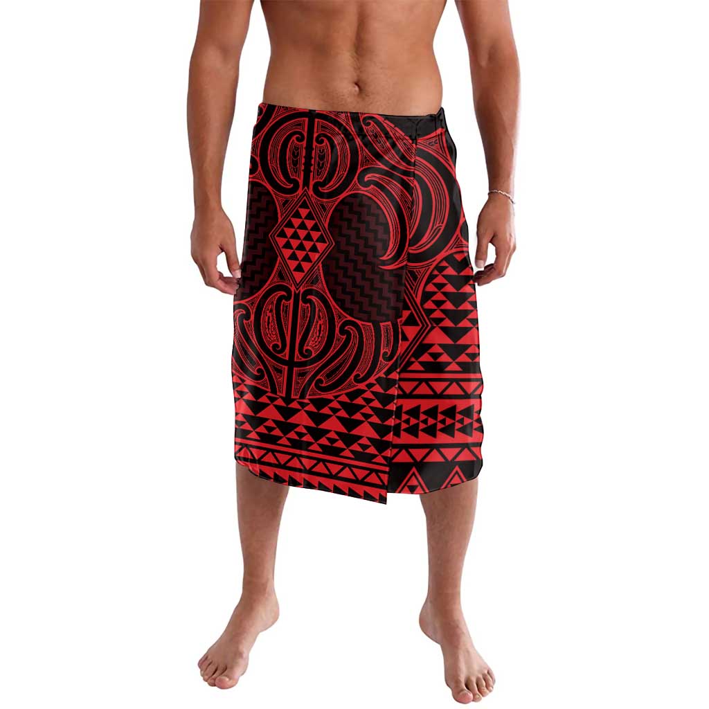 Whero Maori Ta Moko Poutama Art Lavalava LT9 Red - Polynesian Pride