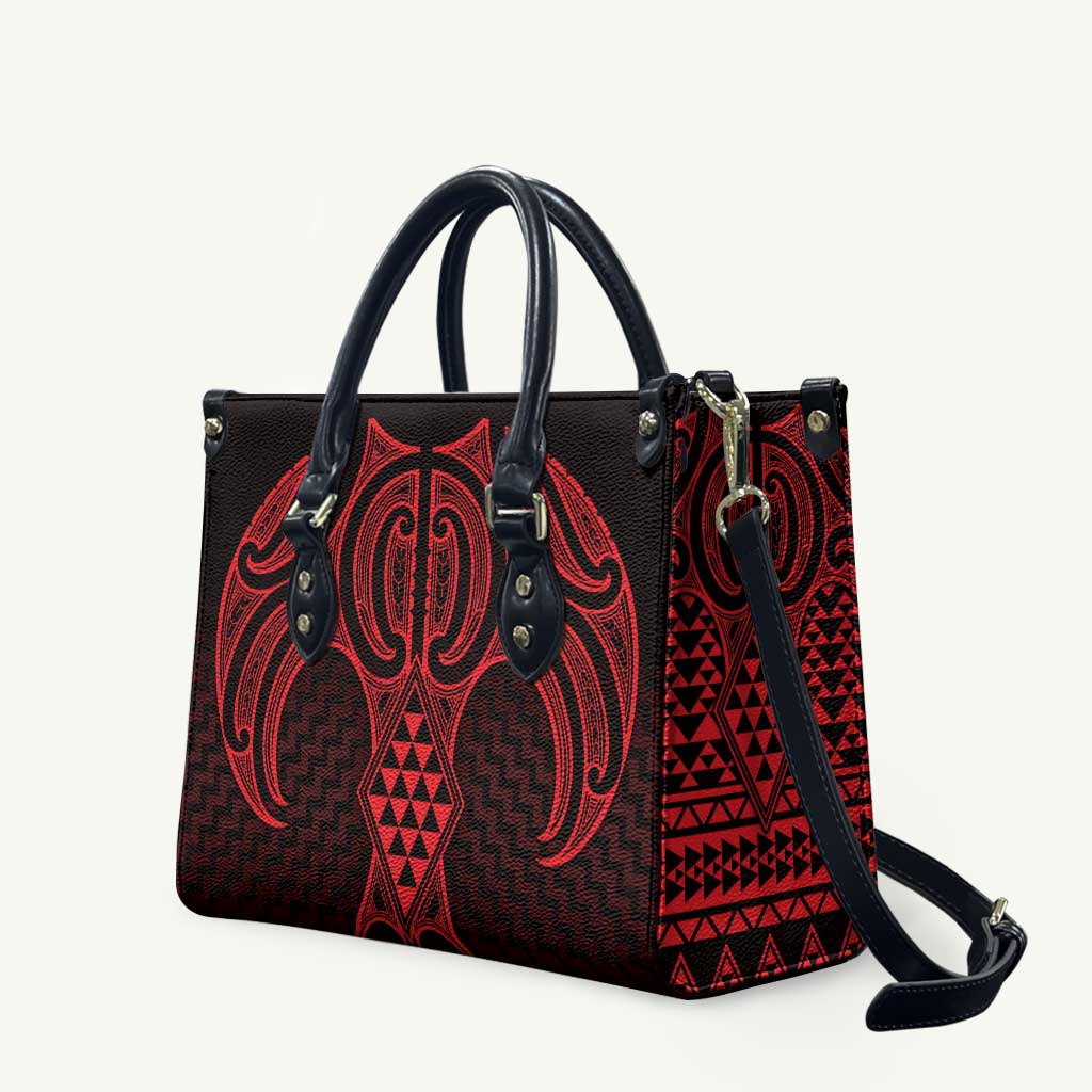 Whero Maori Ta Moko Poutama Art Leather Bag LT9 Red - Polynesian Pride