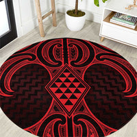 Whero Maori Ta Moko Poutama Art Round Carpet LT9 Red - Polynesian Pride