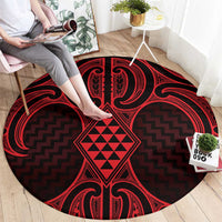 Whero Maori Ta Moko Poutama Art Round Carpet LT9 - Polynesian Pride