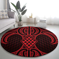 Whero Maori Ta Moko Poutama Art Round Carpet LT9 - Polynesian Pride