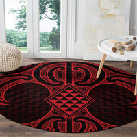 Whero Maori Ta Moko Poutama Art Round Carpet LT9 - Polynesian Pride