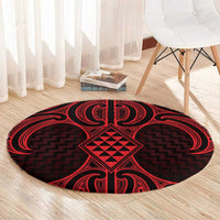 Whero Maori Ta Moko Poutama Art Round Carpet LT9 - Polynesian Pride