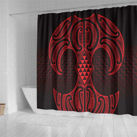 Whero Maori Ta Moko Poutama Art Shower Curtain LT9 - Polynesian Pride