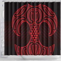 Whero Maori Ta Moko Poutama Art Shower Curtain LT9 - Polynesian Pride