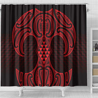 Whero Maori Ta Moko Poutama Art Shower Curtain LT9 - Polynesian Pride