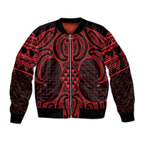 Whero Maori Ta Moko Poutama Art Sleeve Zip Bomber Jacket LT9 Unisex Red - Polynesian Pride
