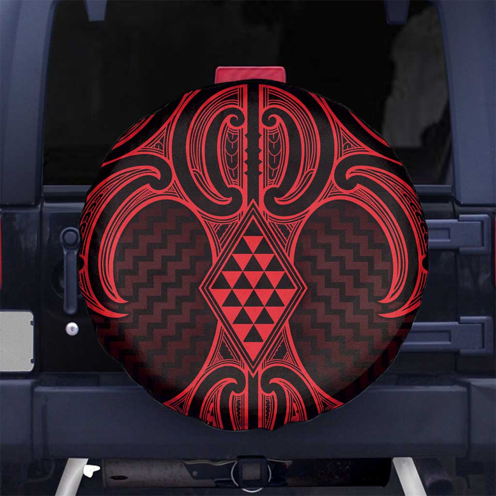 Whero Maori Ta Moko Poutama Art Spare Tire Cover LT9 No hole Red - Polynesian Pride