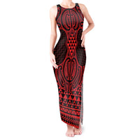 Whero Maori Ta Moko Poutama Art Tank Maxi Dress LT9 Women Red - Polynesian Pride