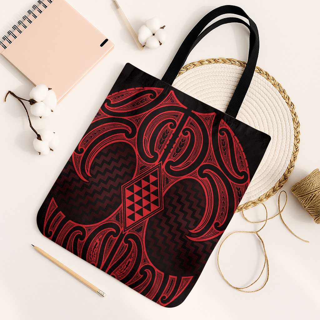 Whero Maori Ta Moko Poutama Art Tote Bag LT9 Black Strap One Size Red - Polynesian Pride