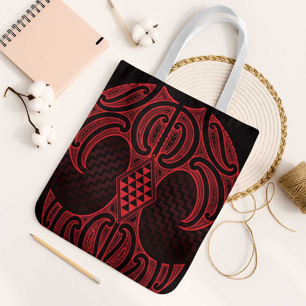 Whero Maori Ta Moko Poutama Art Tote Bag LT9 White Strap One Size Red - Polynesian Pride
