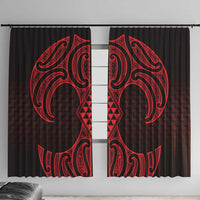 Whero Maori Ta Moko Poutama Art Window Curtain LT9 With Hooks Red - Polynesian Pride