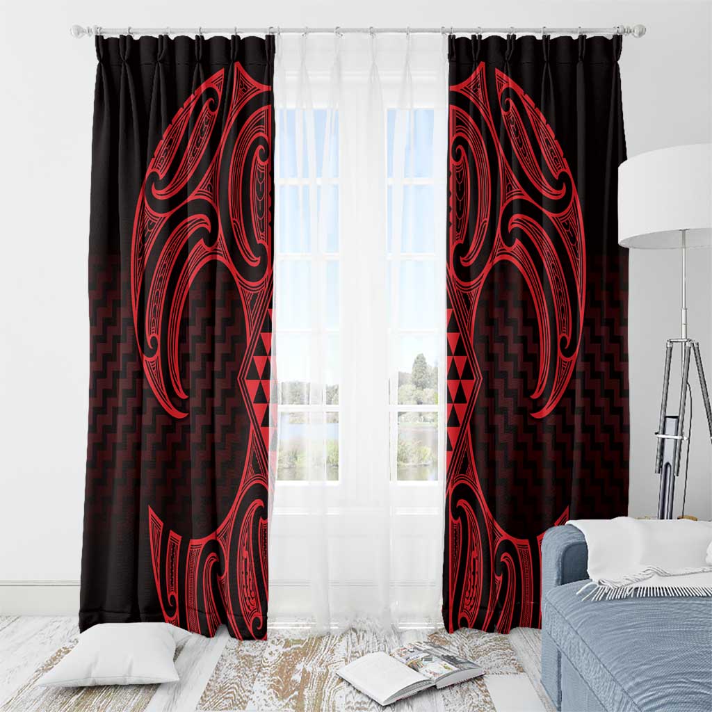 Whero Maori Ta Moko Poutama Art Window Curtain LT9 - Polynesian Pride