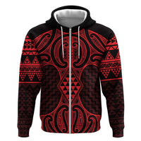 Whero Maori Ta Moko Poutama Art Zip Hoodie LT9 Zip Hoodie Red - Polynesian Pride