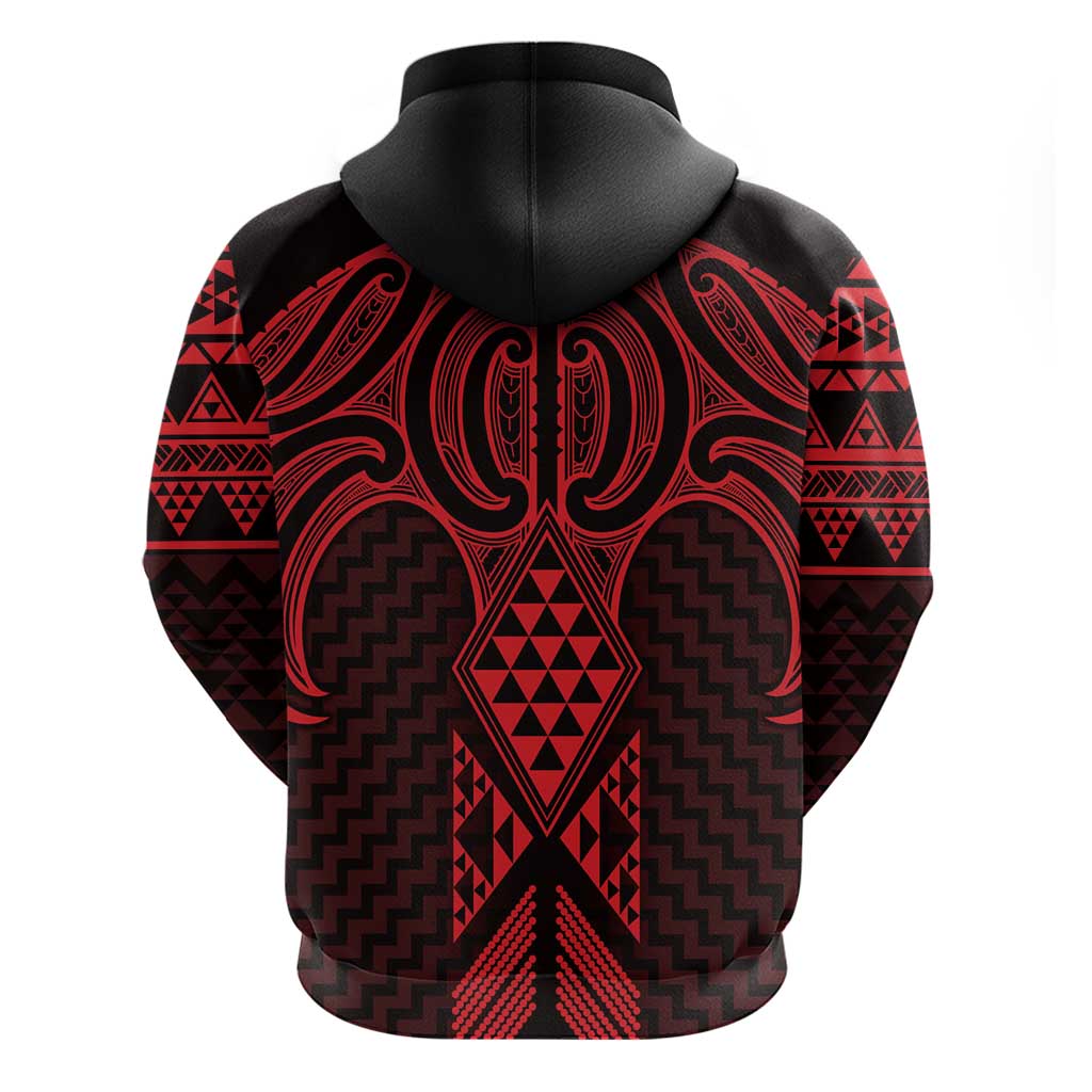 Whero Maori Ta Moko Poutama Art Zip Hoodie LT9 - Polynesian Pride