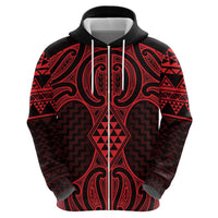 Whero Maori Ta Moko Poutama Art Zip Hoodie LT9 - Polynesian Pride