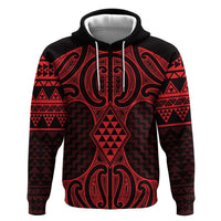Whero Maori Ta Moko Poutama Art Zip Hoodie LT9 Pullover Hoodie Red - Polynesian Pride