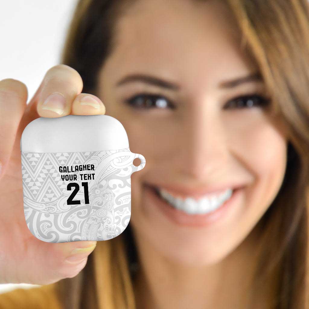 New Zealand Rangatira Custom AirPods Case All White Niho Taniwha Maori Tribal LT9 White - Polynesian Pride