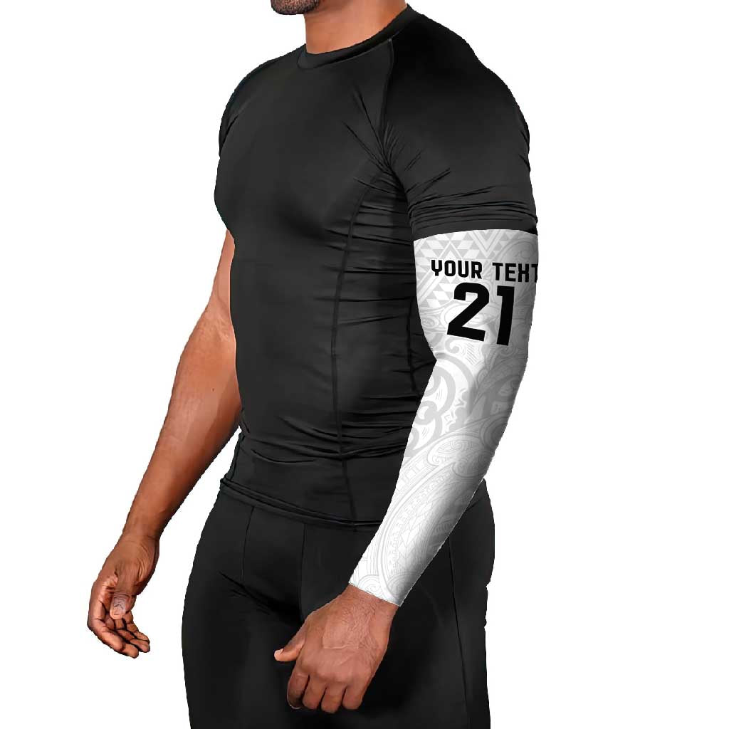 New Zealand Rangatira Custom Arm Sleeves All White Niho Taniwha Maori Tribal LT9 - Polynesian Pride